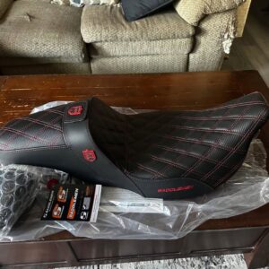 SDC pro series seat with backrest, red stitching