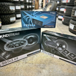 2 X SETS OF SOUNDSTREAM SST SPEAKERS WITH REFERENCE AMP - AMPLIFIED 4 CORNER PACK
