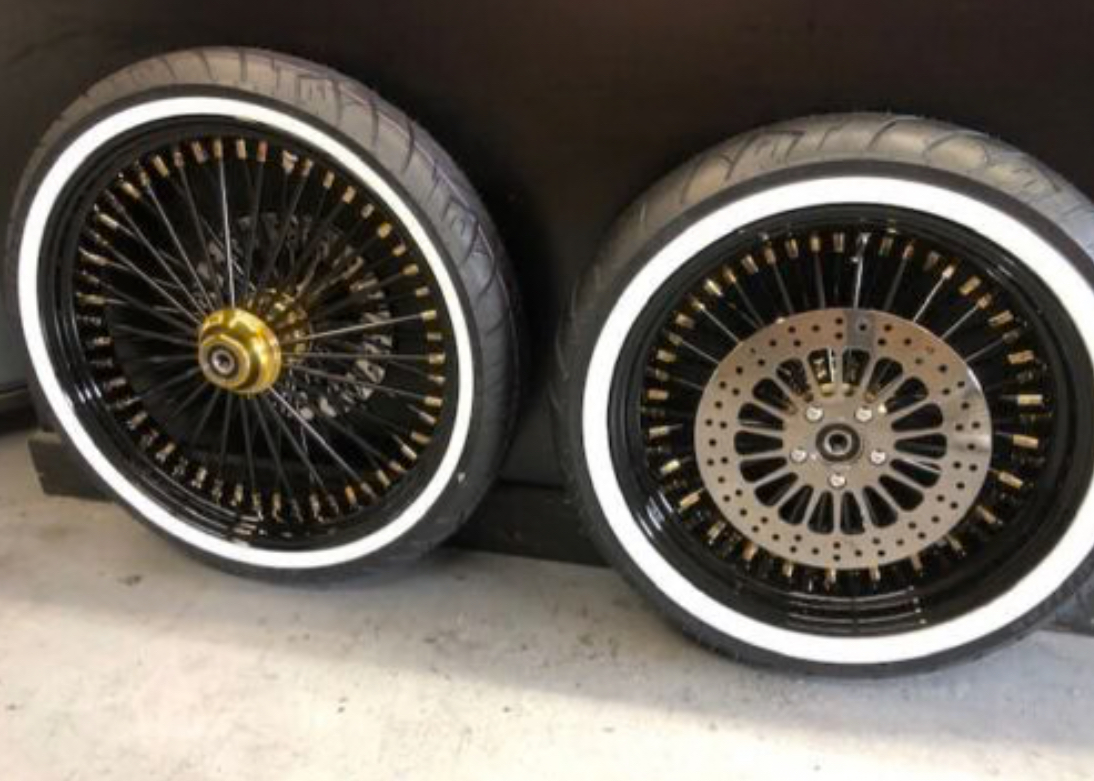 FLSTN Black Wheels Mammoth 52 Spoke Wheels 21x3.5/18x4.25 HD Softail Deluxe